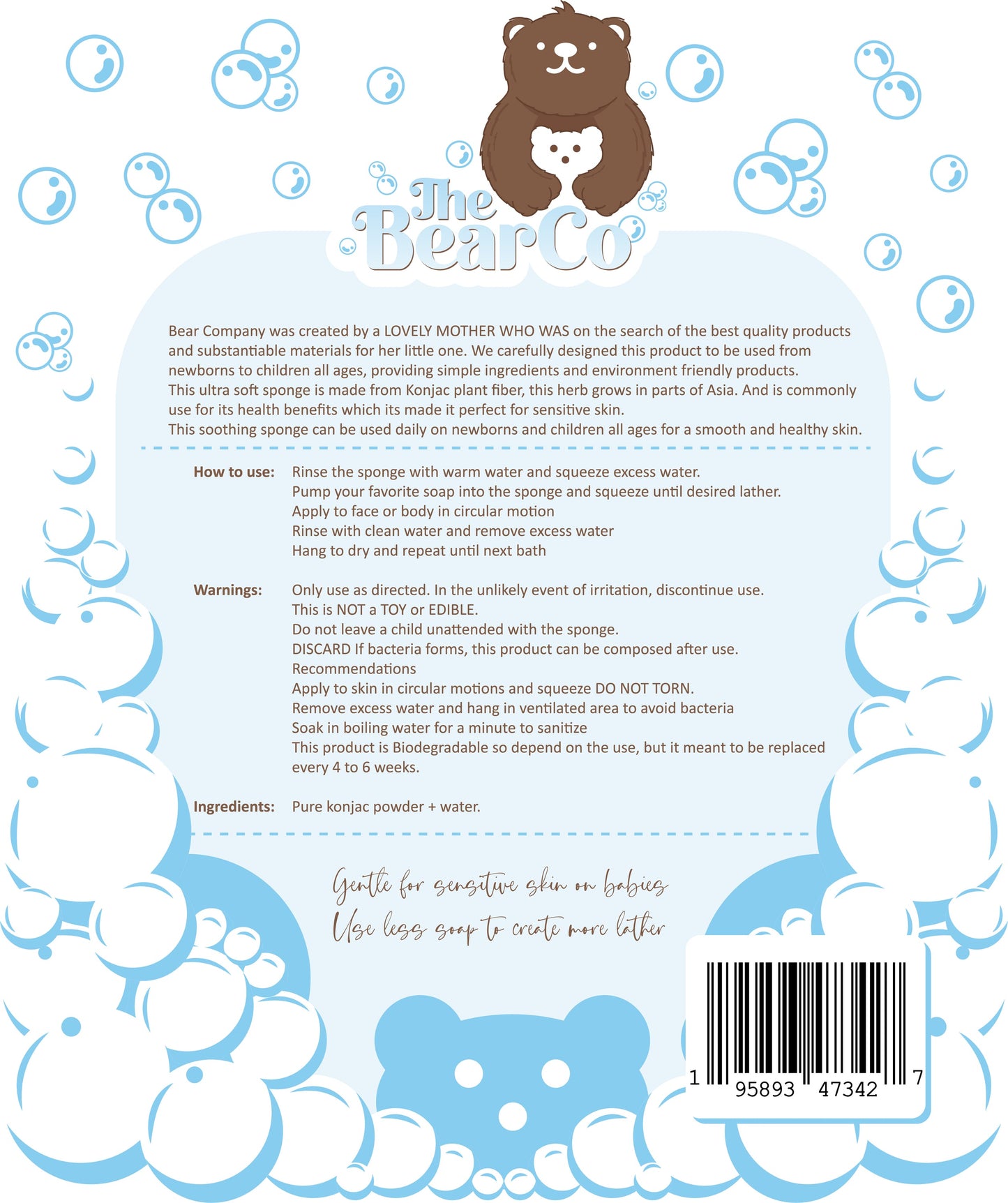 Baby Bear Konjac Cleansing Sponge